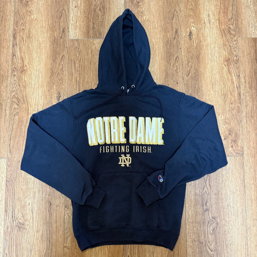 Champion Notre Dame Fighting Irish Blue Embroidered Hoodie Sweatshirt Mens S